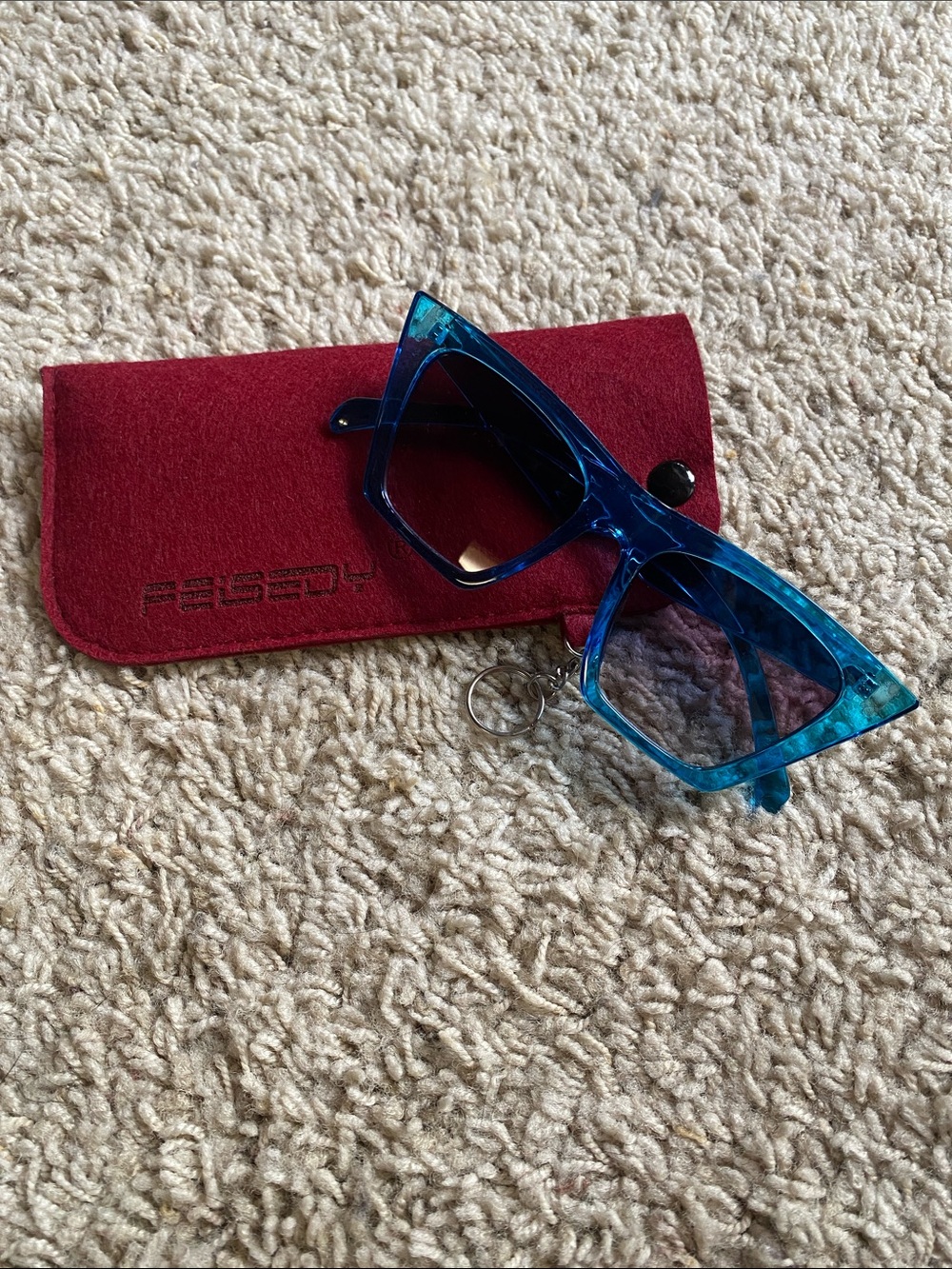 Clear Blue Cat Eye Sunglasses
